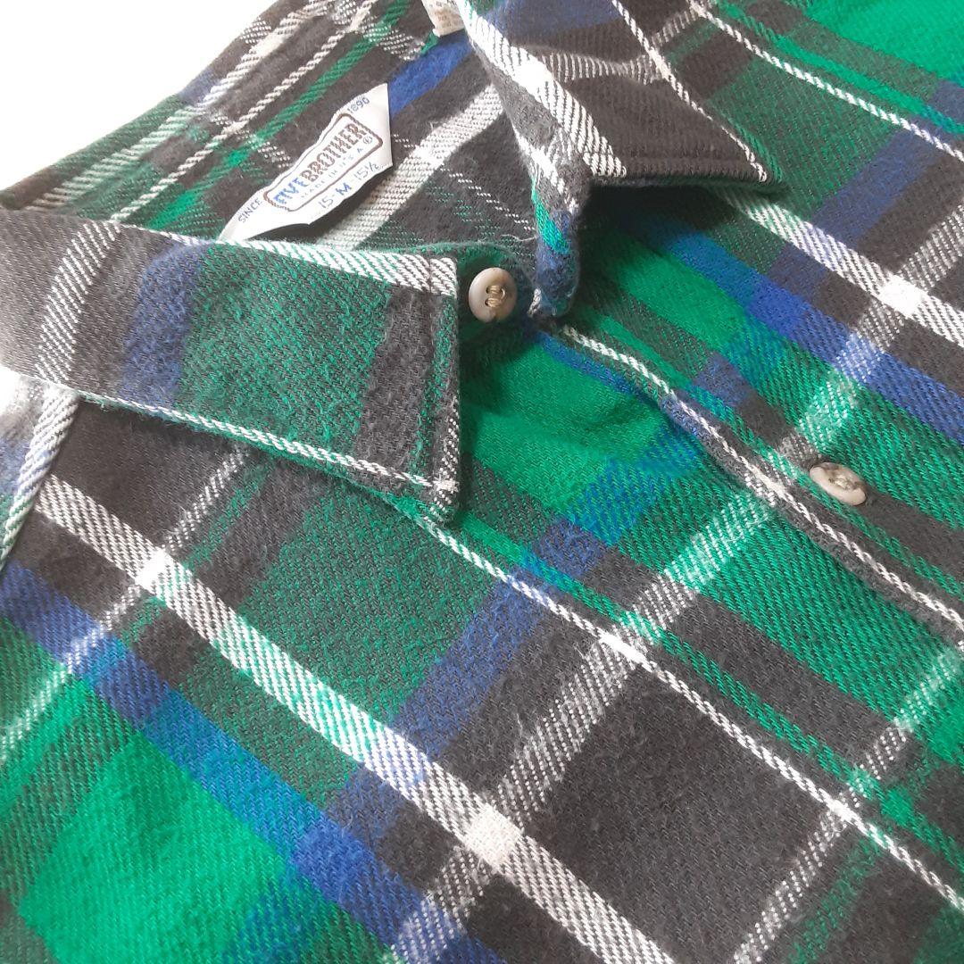 70s 80s FIVE BROTHER ネルシャツ 三角タグ USA製 M