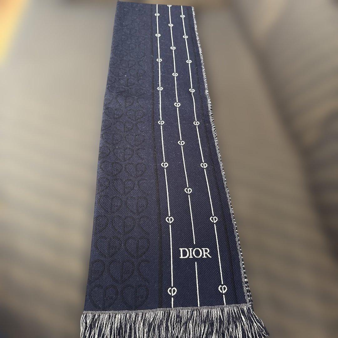 Dior ネイビー マフラー ロゴ入り