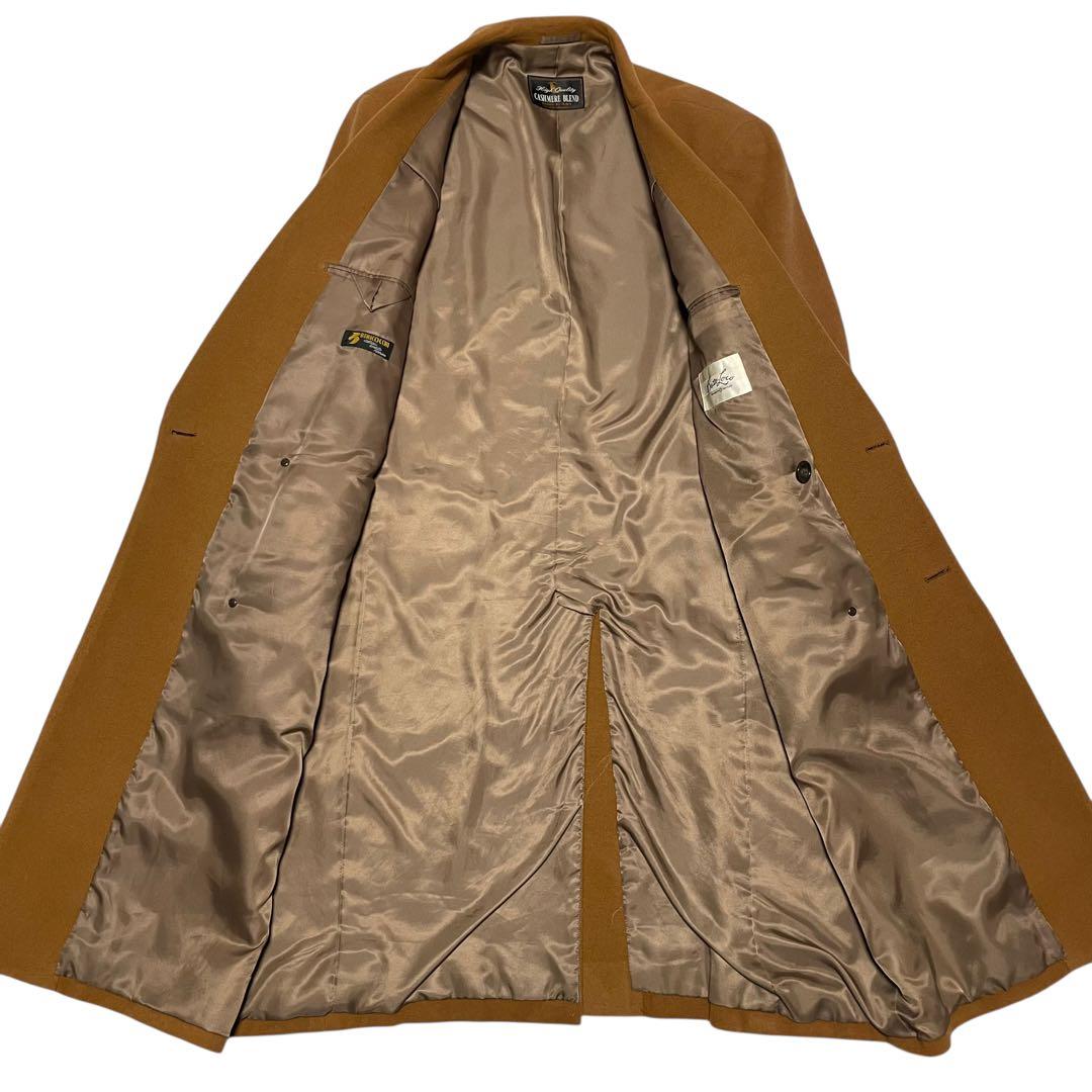 【カシミヤ20%×イタリア製生地】マキシ丈ダブルチェスターコート キャメル XL