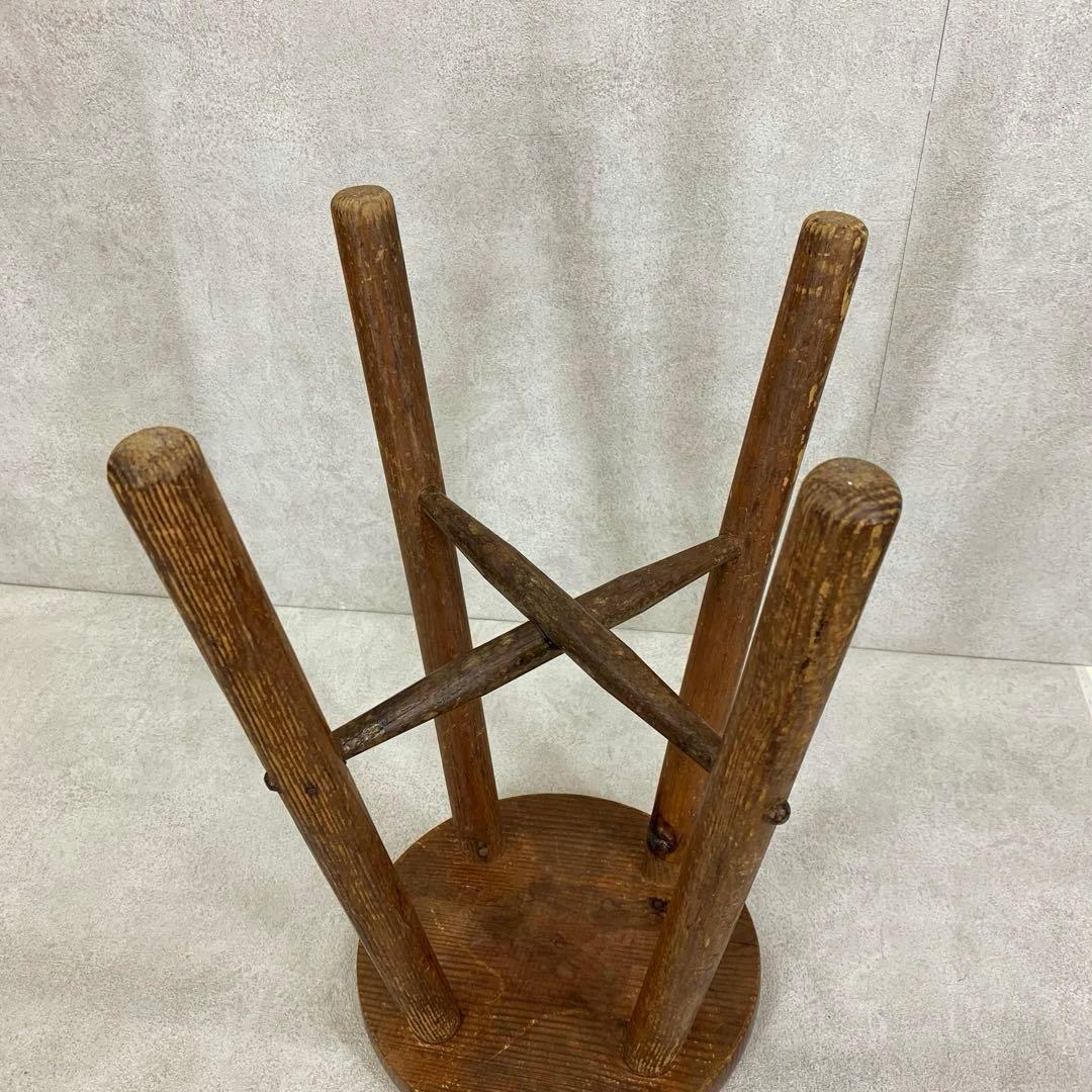 丸椅子 スツール 木製 古道具 古家具 丸イス 昭和レトロ インテリア