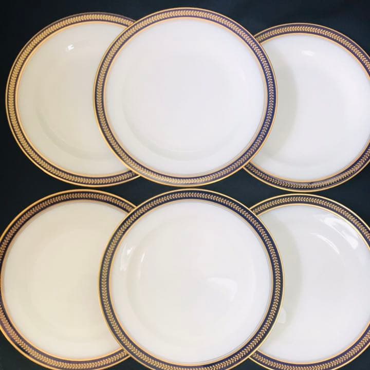 大倉陶園　ゴールドウィング　瑠璃　20cm  ６枚セット