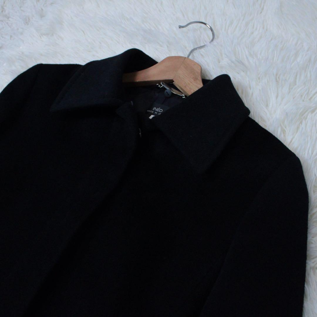 INED イネド 2WAY ラクーンファー アンゴラロングコート ブラック 9