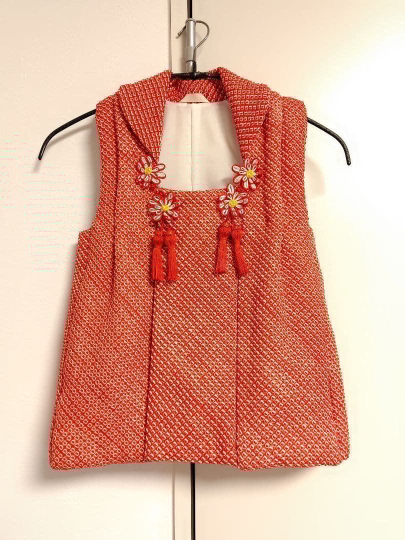 reo622　七五三 ３歳　着物セット　正絹　 お宮参りにも　草履　巾着