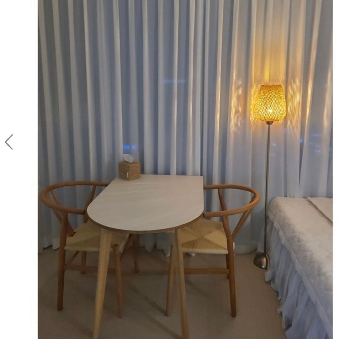 楕円　半円　ダイニングテーブル　韓国インテリア　ホワイト