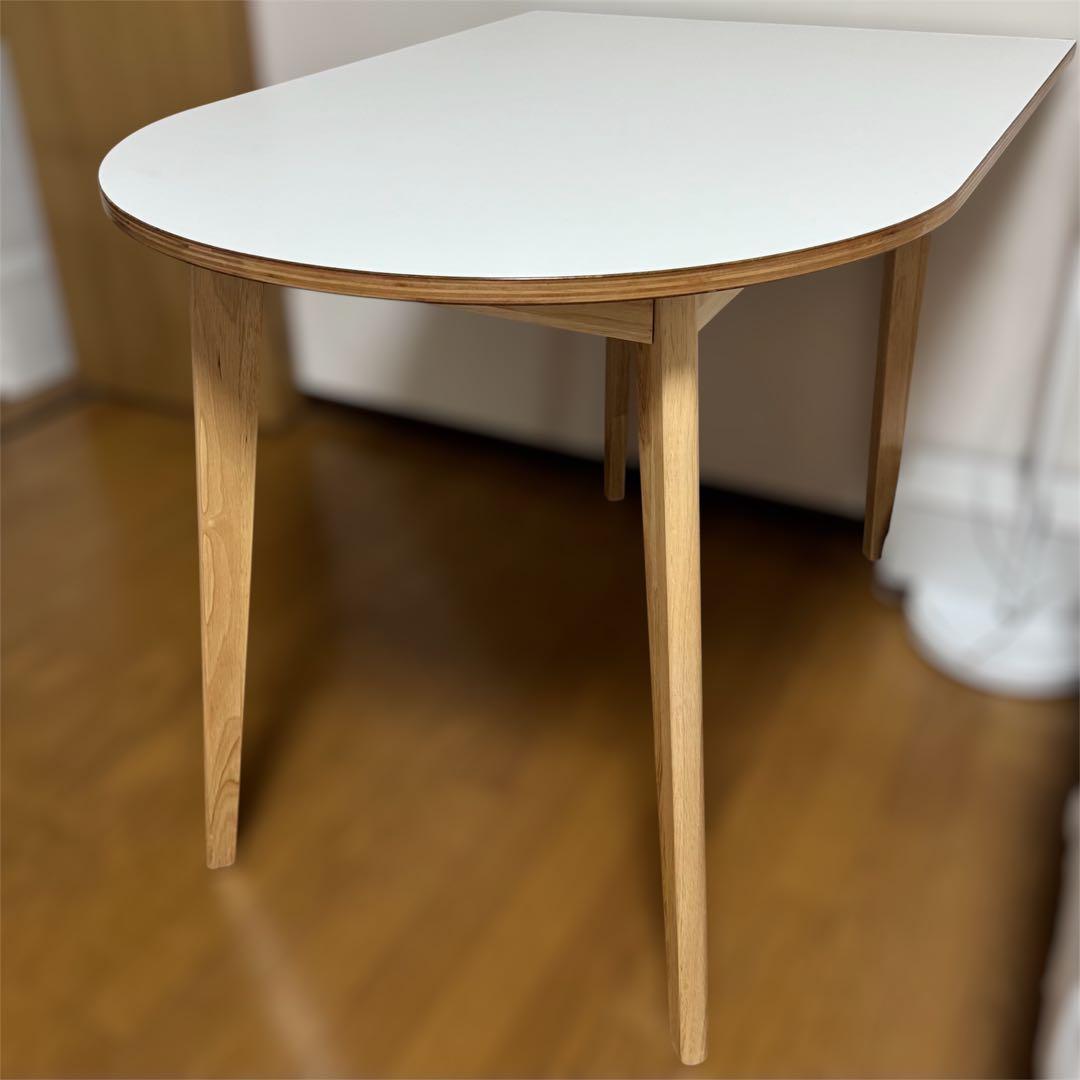 楕円　半円　ダイニングテーブル　韓国インテリア　ホワイト