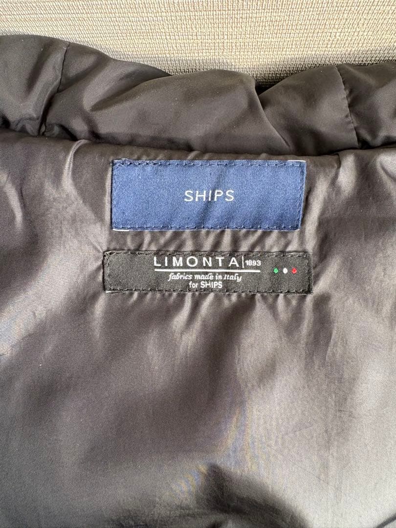 SHIPS ダウンジャケット フードショートダウン ファー付き 黒36