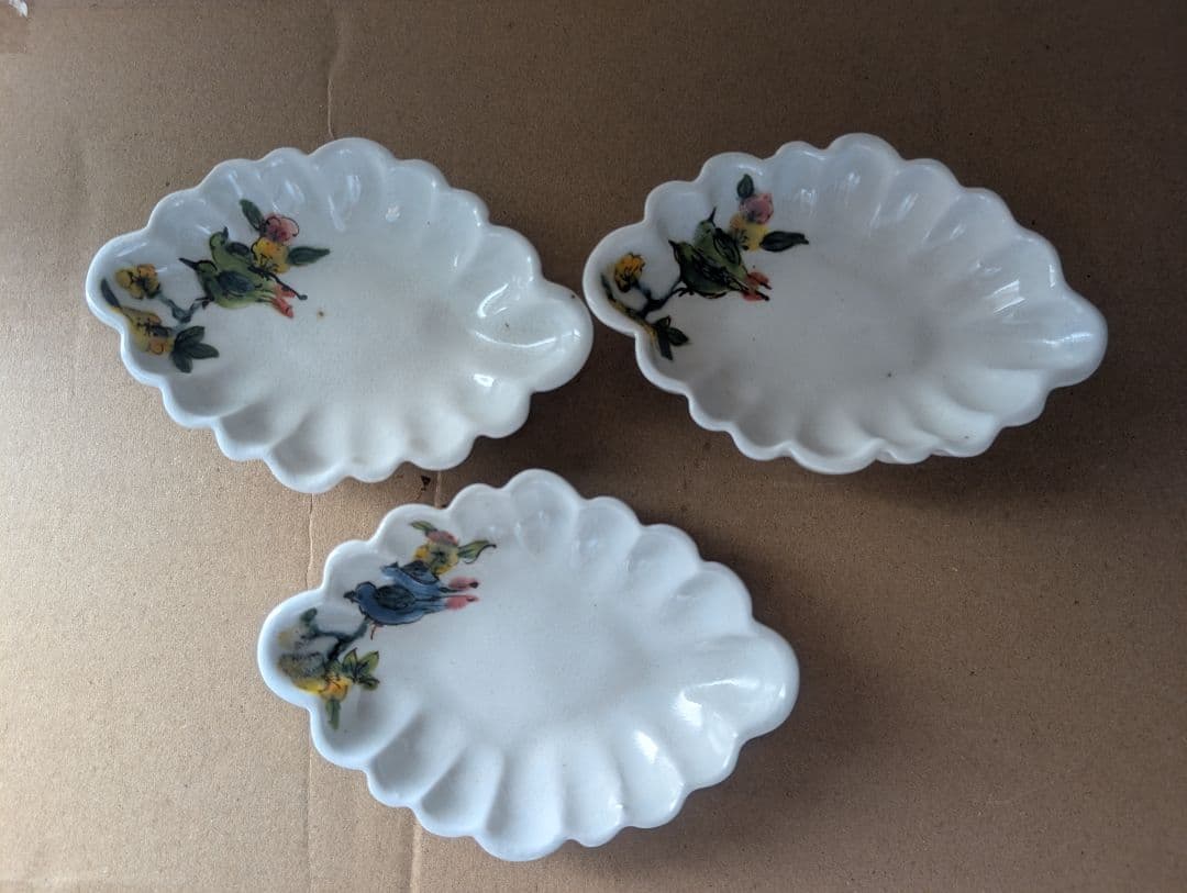 松本郁美　灰釉　掻き落とし　豆皿 3枚セット