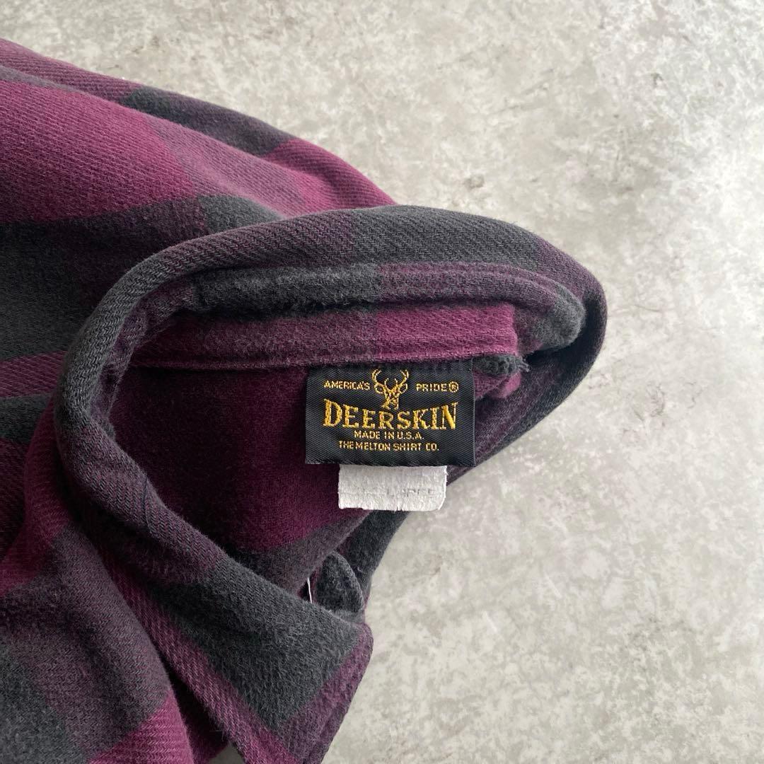 ド渋 好配色 チェック 70s 80s DEERSKIN ネルシャツ USA製