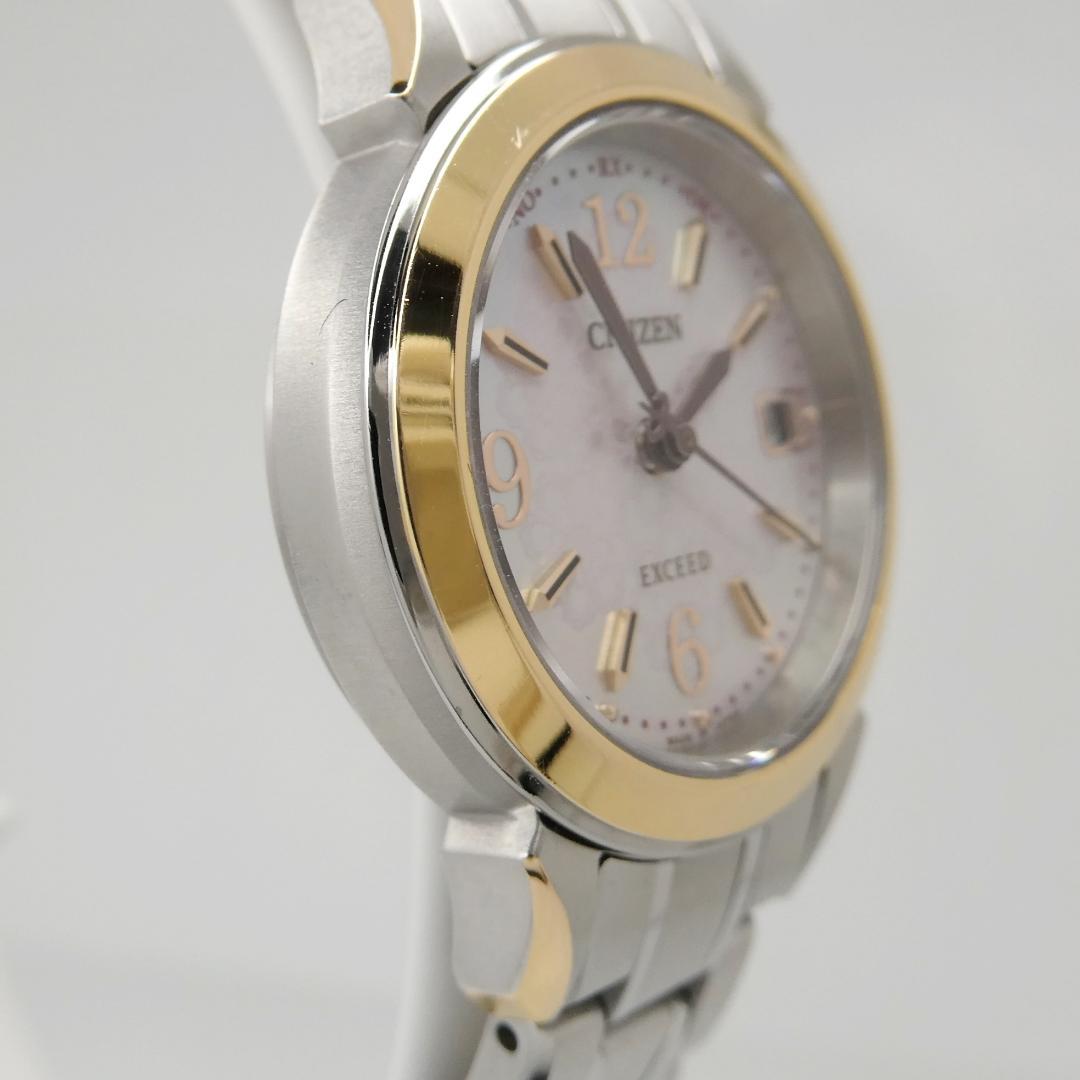 ✴美品稼働品 シチズン エクシード チタン 白蝶貝 エコドライブ電波時計 15㎝