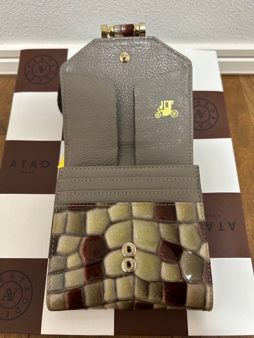 ATAO グレー系パッチワーク二つ折り財布