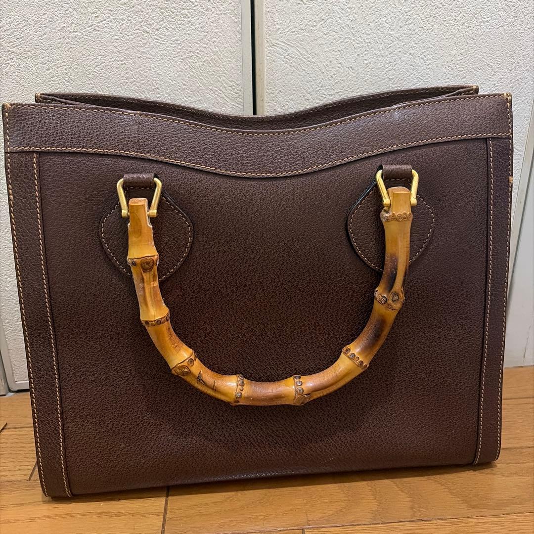 【美品】グッチ　gucci バンブー　レザーバッグ　トートバッグ　ブラウン