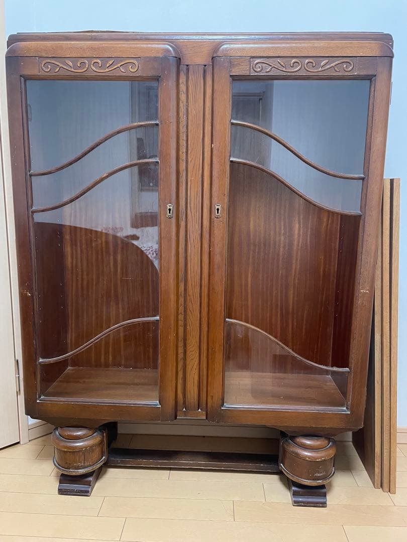 イギリス アンティーク家具 キャビネット 本棚 飾り棚