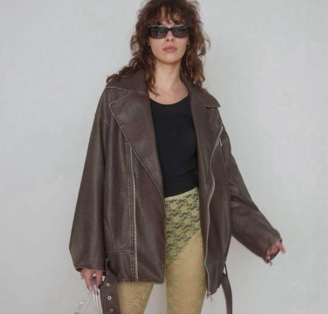 SeaRoomLynn Vintage wash レザーキルティングライダースM