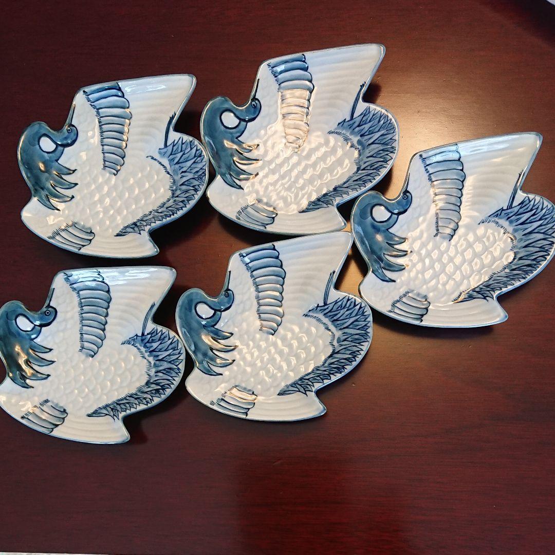 源右衛門　銘々皿　取皿揃　鶴　５枚セット