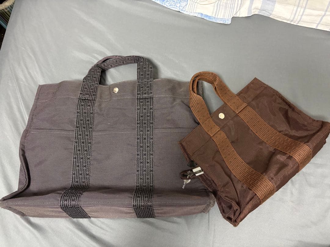 こ*ち様 エルメス エールラインMMトートバッグ　グレー＆ 茶色のセット