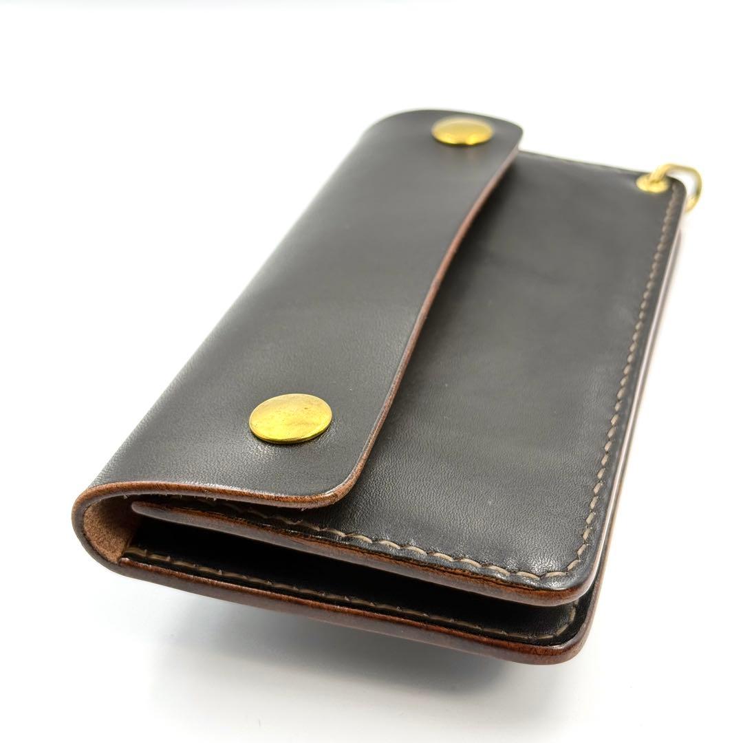 トラッカーウォレット(ブラック)サドルレザー　タロンジッパー　ヴィンテージタイプ