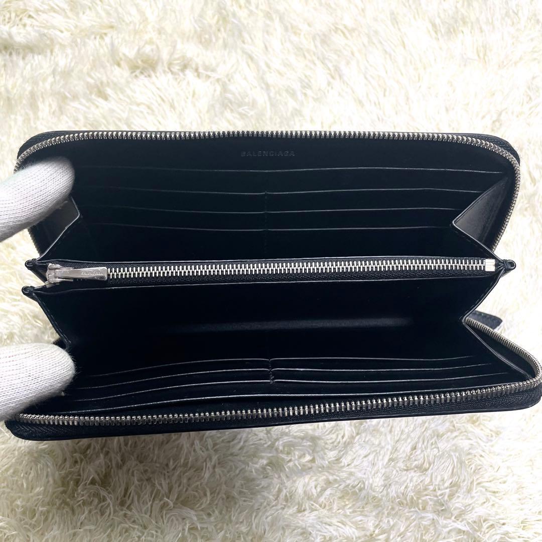 バレンシアガ 長財布 ラウンドファスナー エブリデイ レザー ブラック
