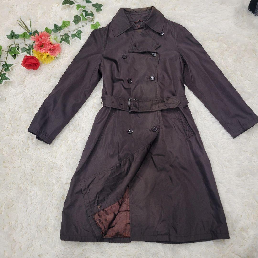 PRADA　ブラウン　ロングコート　裏地キルティング　トレンチコート