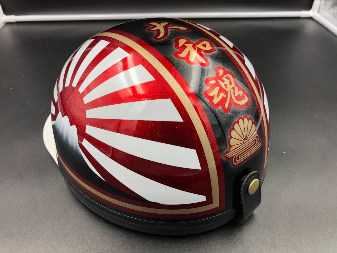 コルク半　カスタム　富士日章　三つボタン　ブラックホワイトレッド　ラメ