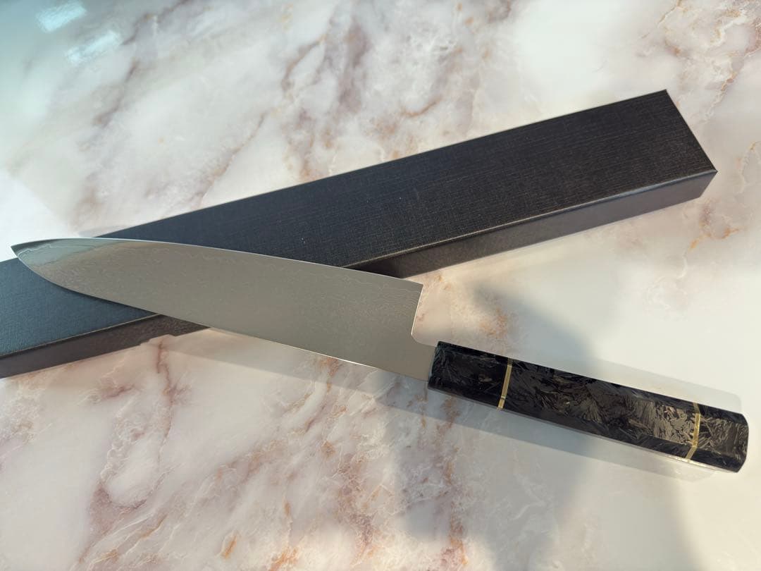 V10号金 ダマスカス鋼 シェフナイフ 黒壇柄 刃渡240mm