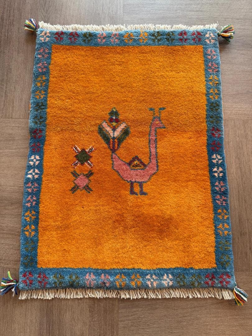 ギャッベ 88x66cm ペルシャ絨毯 手織り ギャベ 玄関マットラグ 絨毯