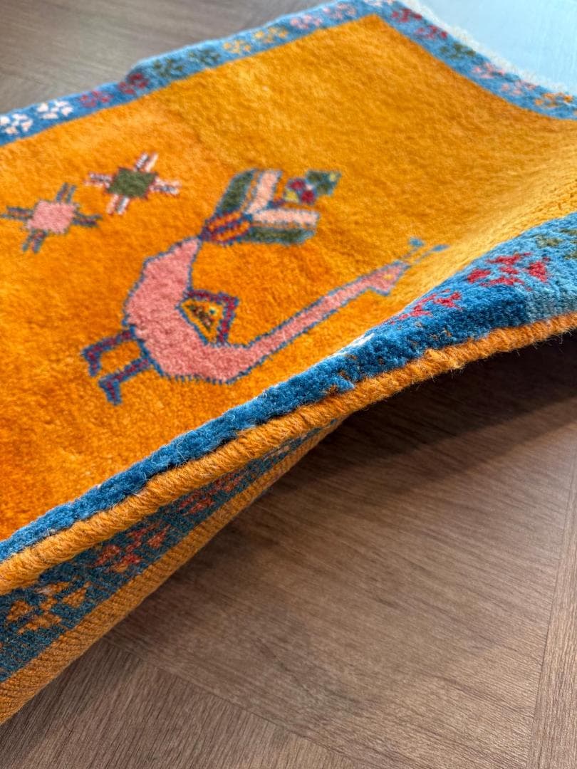 ギャッベ 88x66cm ペルシャ絨毯 手織り ギャベ 玄関マットラグ 絨毯