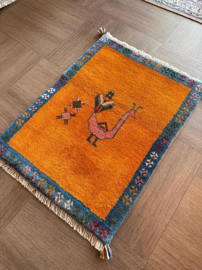 ギャッベ 88x66cm ペルシャ絨毯 手織り ギャベ 玄関マットラグ 絨毯
