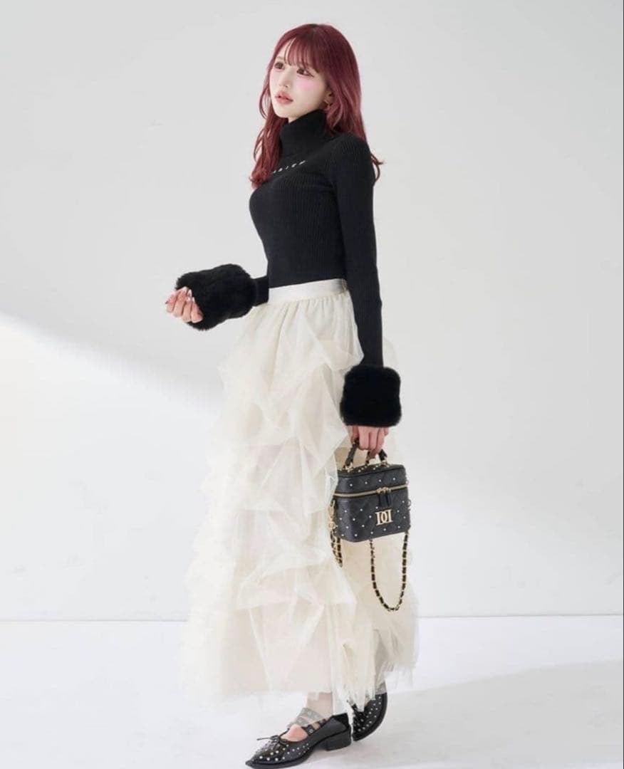 新品 Darich スムースファーリブニットトップス ブラック BLK