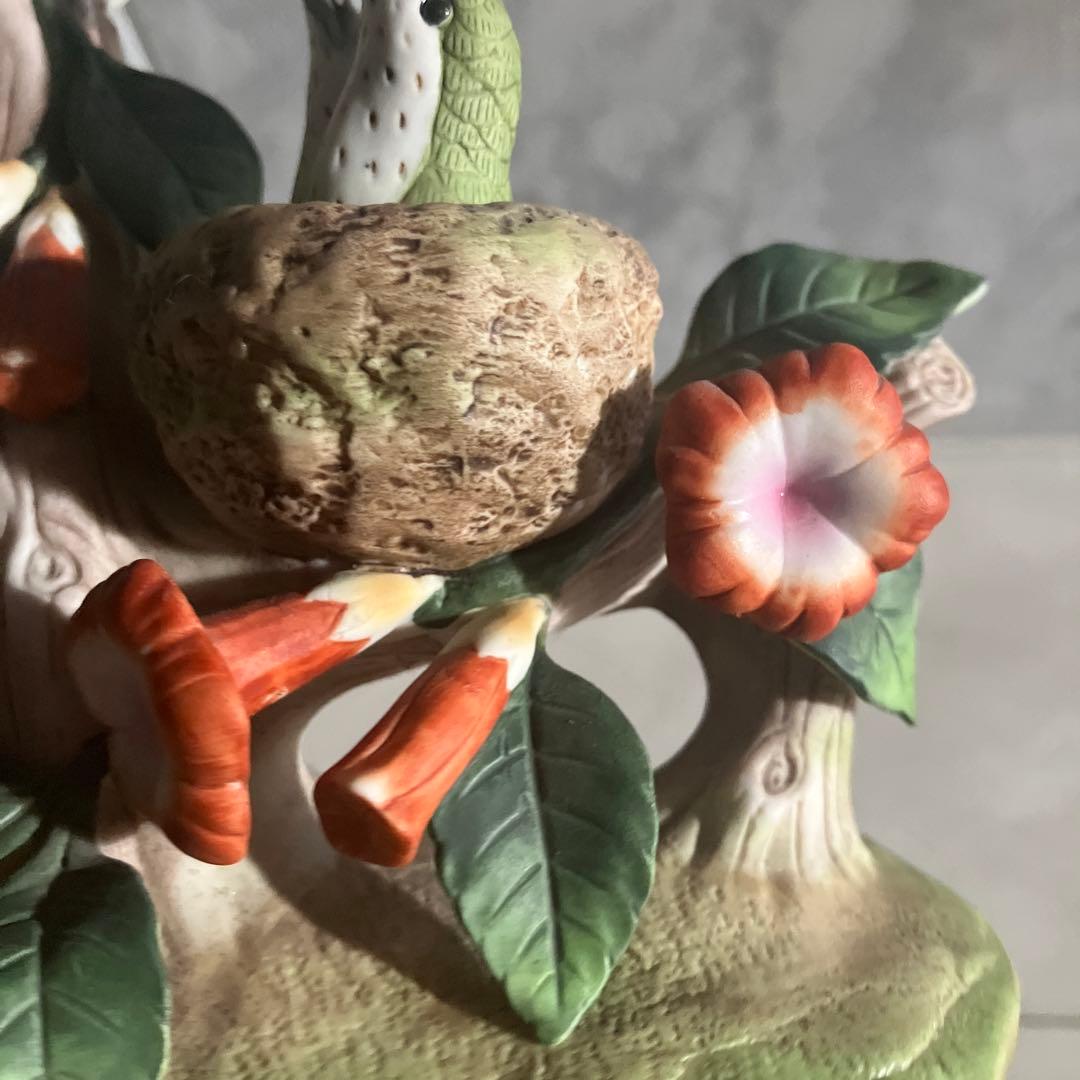 アメリカ90年代名門Andrea社　美しい色彩のハチドリ陶器オブジェ