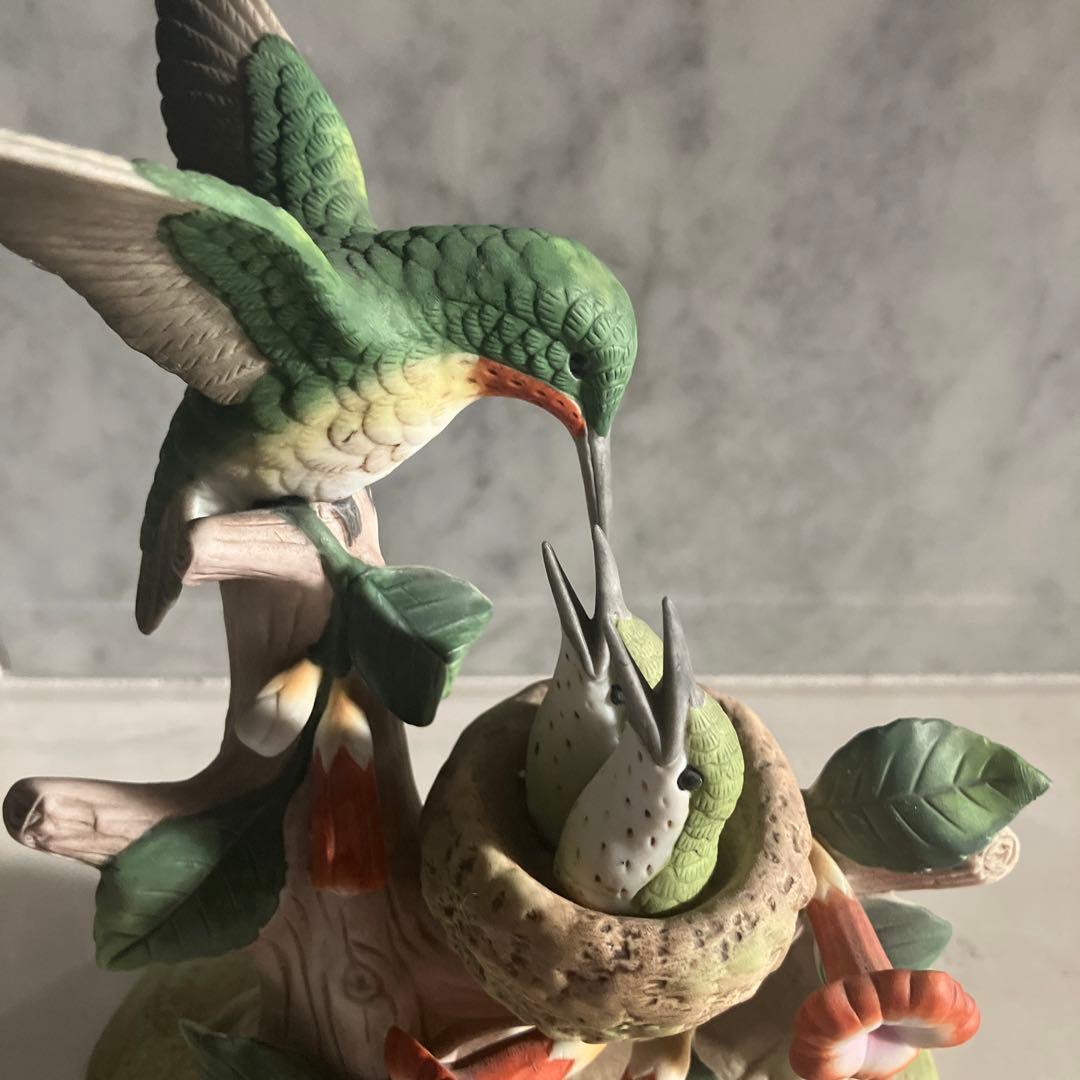 アメリカ90年代名門Andrea社　美しい色彩のハチドリ陶器オブジェ