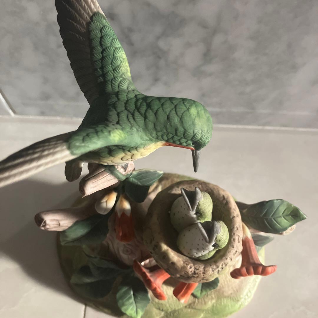 アメリカ90年代名門Andrea社　美しい色彩のハチドリ陶器オブジェ