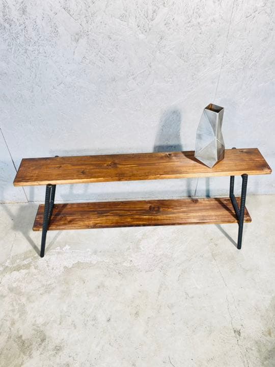 アイアン家具 インダストリアル 植物棚　無垢板 鉄家具 観葉植物 アガベ