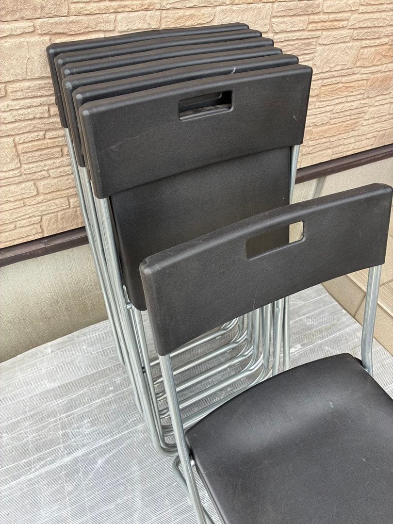 ✳️【美品中古】IKEA 折りたたみ パイプ椅子 チェアー ブラック⚫︎7脚セット