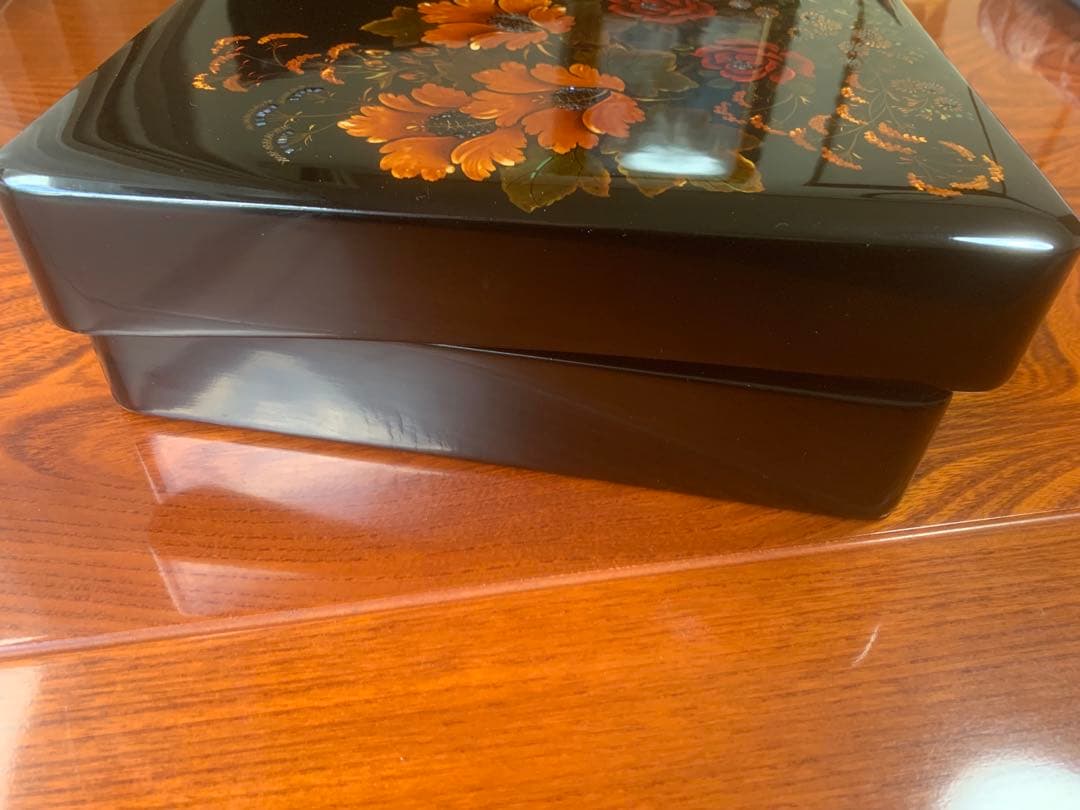 螺鈿漆塗り硯箱 小物入れインテリア 八雲塗り 木製漆器工芸品 美品 化粧箱付