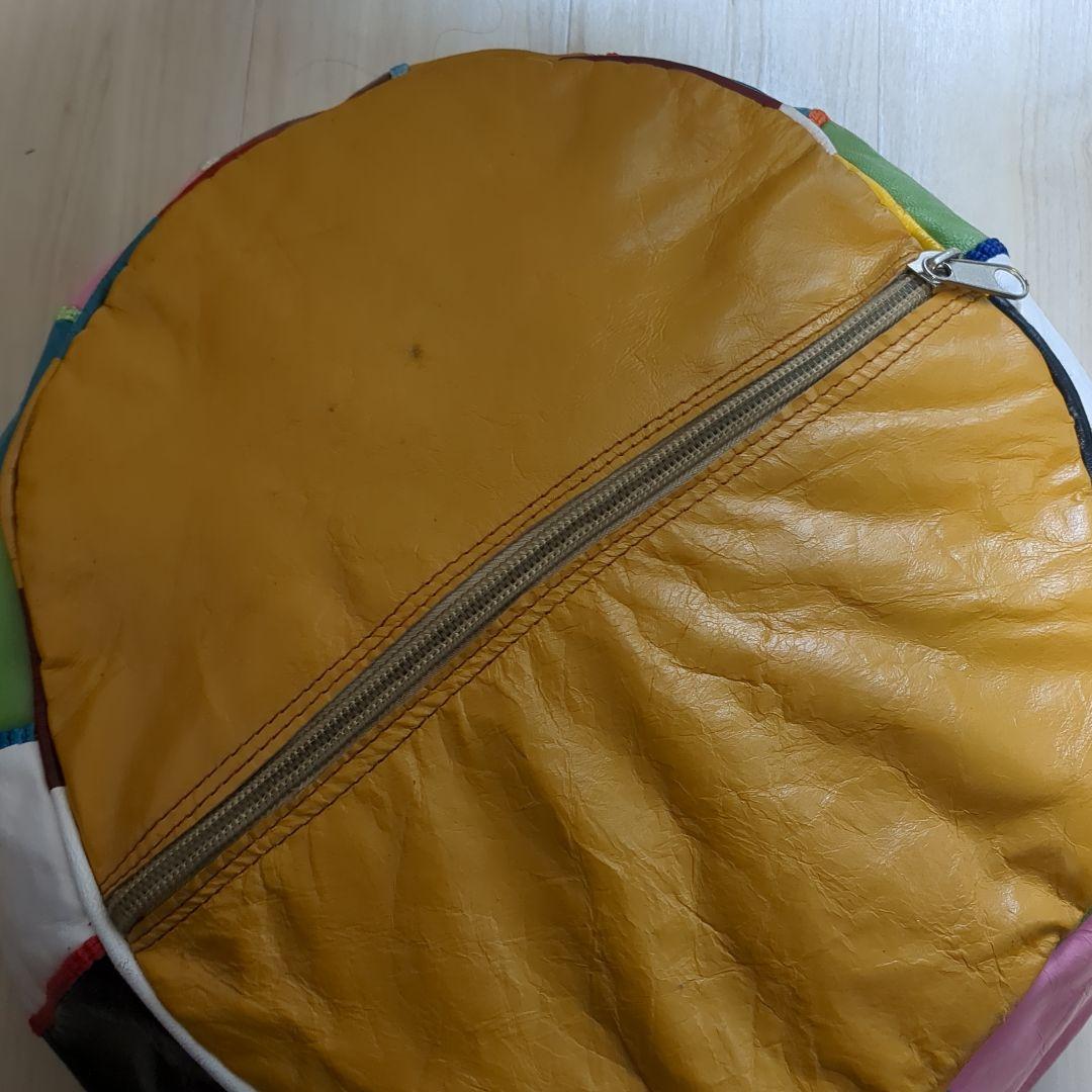 【値下げしました】マルチカラーレザー円形スツール　プフ　モロッコ　クッション