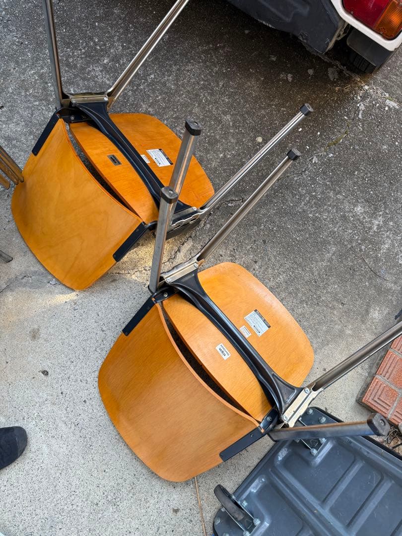 KOKUYO velca 木製チェア 2脚セット 会議椅子 スタッキング L/O