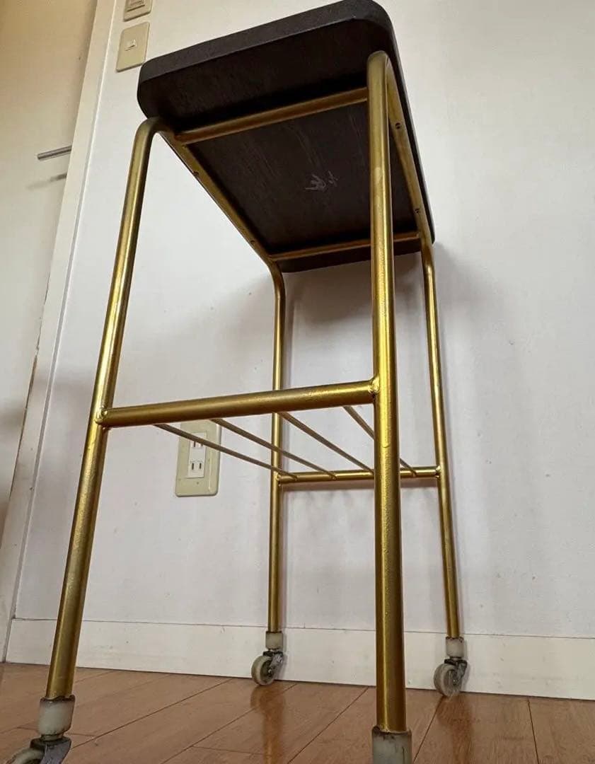 ヴィンテージ オーク材 ワゴン インダストリアル スチール サイドテーブル