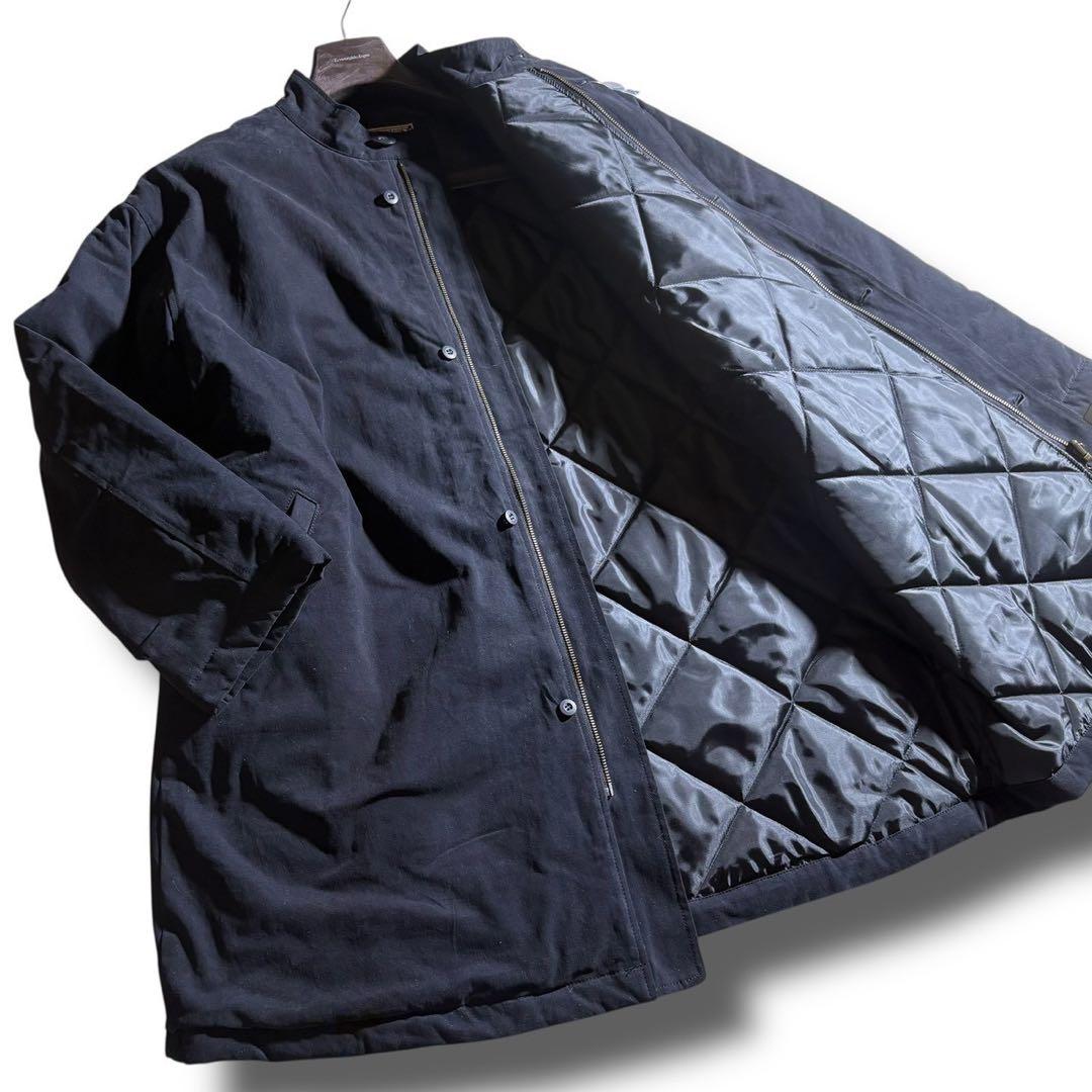 新品/タグ付き■ drug store's ステンカラーコート　紺　キルティング