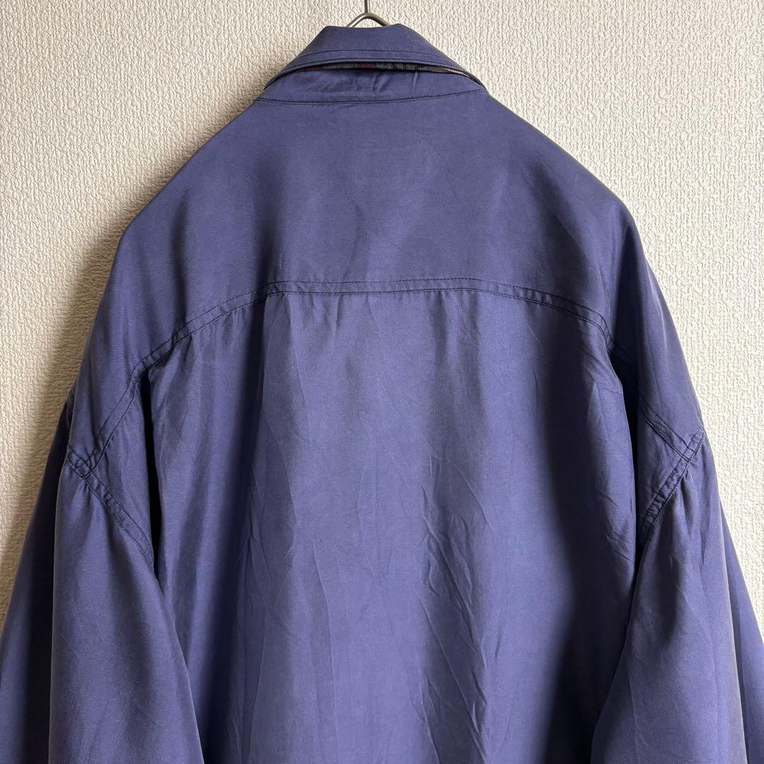 ネクタイシャツスイングトップ　スエード　シルク　ボタニカル　合成皮革切替古着