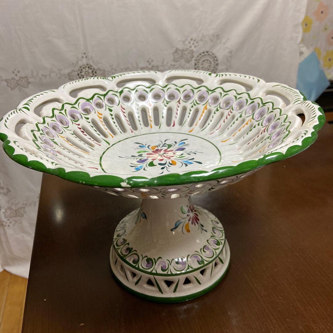 花柄陶器ケーキスタンド　ポーランドのものかも