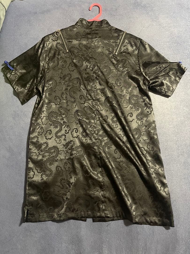 LISTEN FLAVOR　リッスンフレーバー　虎と牡丹 の チャイナシャツ 黒