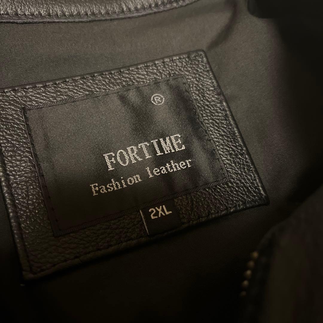 fortime シングルライダースジャケット レザージャケット 本革 2XL
