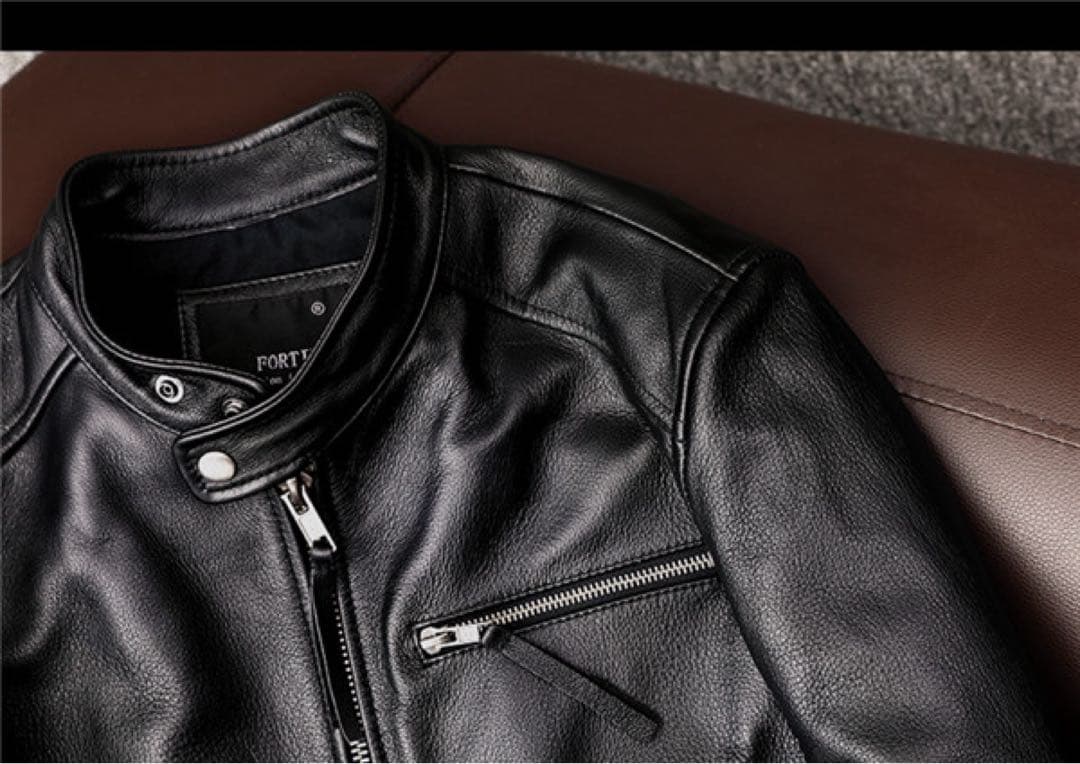 fortime シングルライダースジャケット レザージャケット 本革 2XL