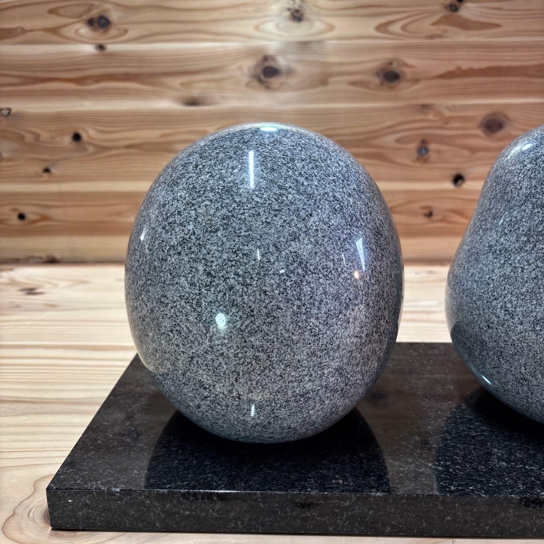 石像　彫像　石　石材　だるま置物　２点セット　台付