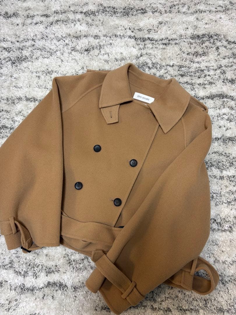 EIMY ISTOIREウールショートトレンチコート キャメル 36サイズ