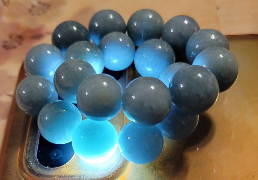 月末特価！極上！潤艶美麗！糸魚川翡翠☆ブルーー翡翠ブレスレット☆ラスト１点