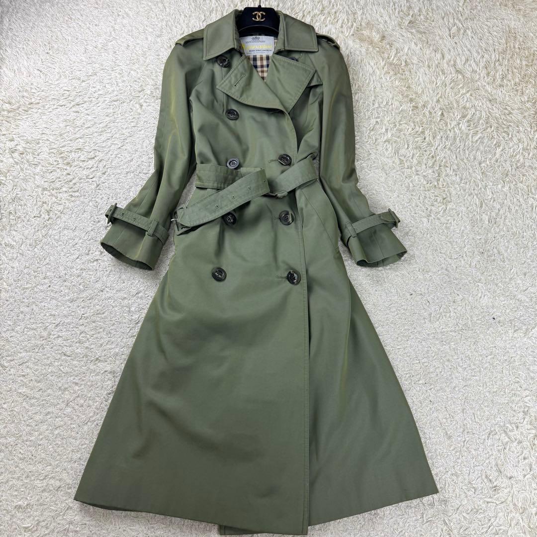 アクアスキュータム アクア5 トレンチコート ダブル ベルト 玉虫色 英国製