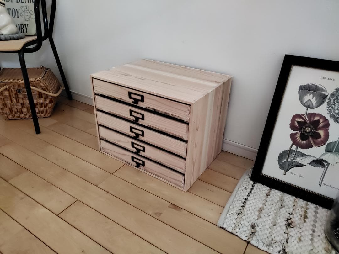 ★送料無料★サイズ変更可能★木製ネームプレート5段70本メガネ収納引き出し無垢材