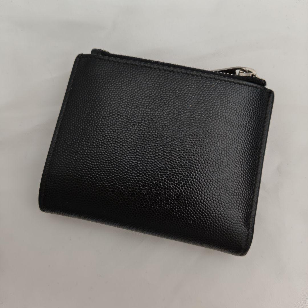 外観美品　saint laurent 折りたたみ財布　ブラック　レザー