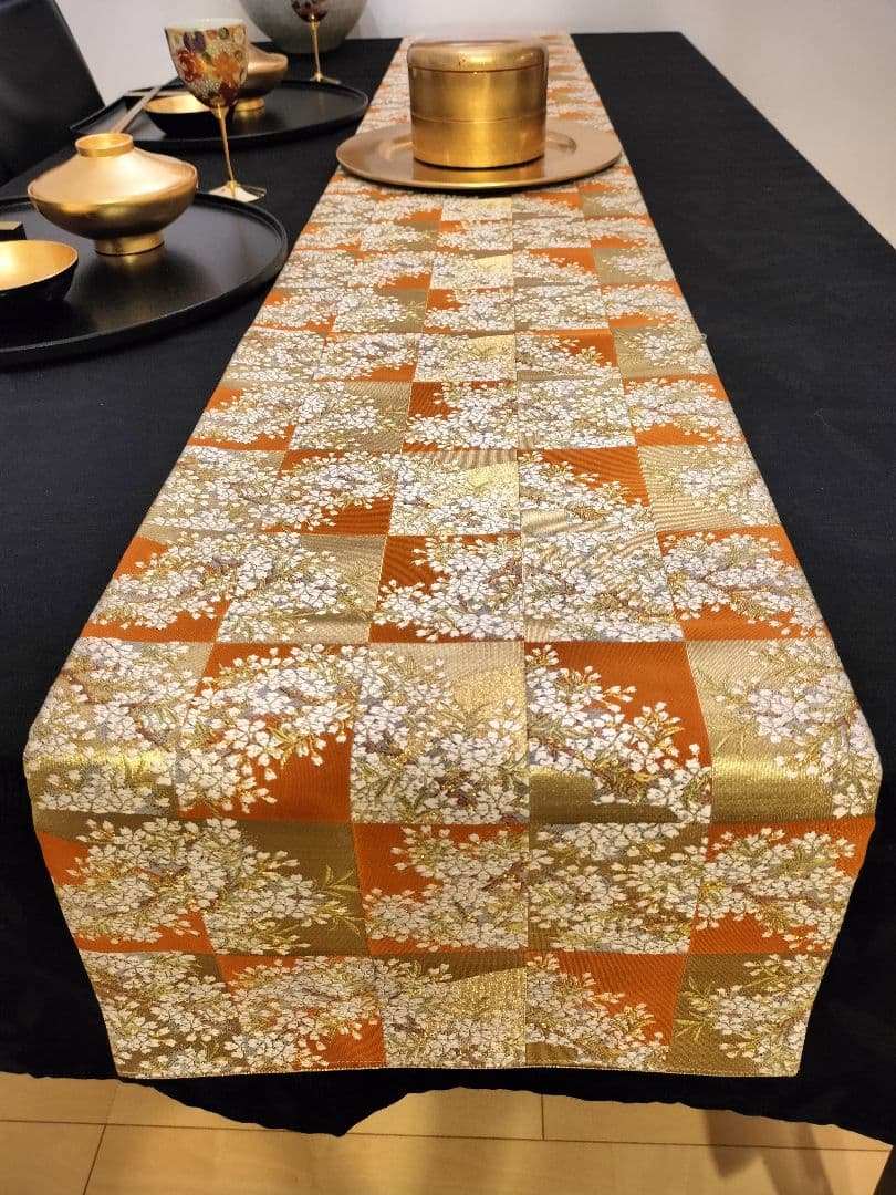 A668★逸品‼️豪華刺繍‼️ひな祭り‼️袋帯正絹テーブルランナー2m15cm